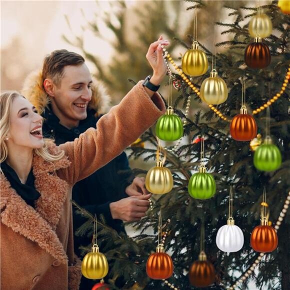 24 PCS Fall Pumpkin Ornaments: Mini Hanging Decor for Halloween & Thanksgiving - Picture 6 of 8